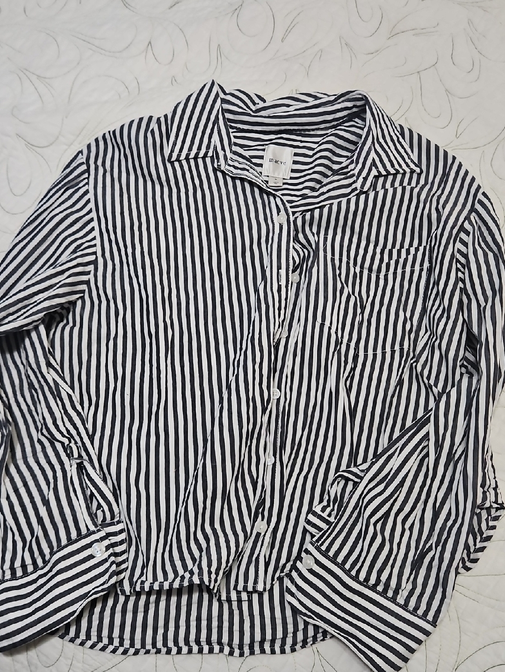 Maeve Shrunken Bennett Button-Up Shirt - Black & White